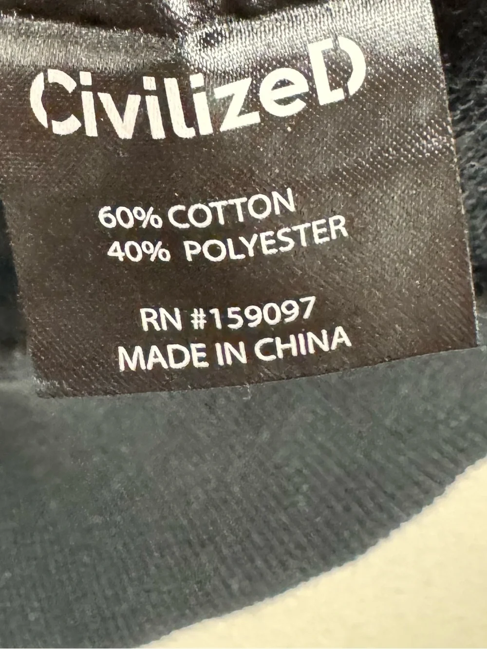 Civilized Don’t Get Left Behind Black Hoodie, Size M